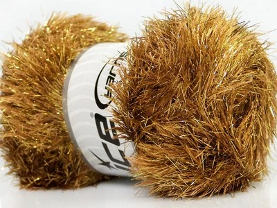 Large 100 gram Camel Gold Eyelash Dazzle Ice Metallic Eyelash Yarn 35803-42258 - Image 1 of 3
