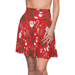 Roter Damenrock Weihnachten - festliches Muster mit Weihnachtsmann, Geschenken & Schneeflocken - Bild 1 von 43