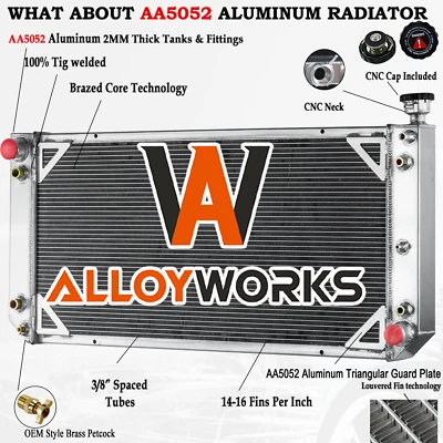 4-ROW Aluminum Radiator For 1988-1993 Chevy GMC C/K 1500/2500/3500 6.2 V8 Diesel - Imagem 1 de 4