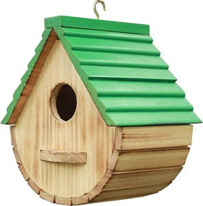 Outside Natural Wooden Bird House Hanging for Yard,Garden Outdoor Nesting Box - Picture 1 of 7