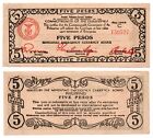 PHILIPPINES 1944 Mindanao 5 Pesos Emergency Banknote S517b WIDE Date E is C Back