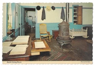 Amish Living Room Vintage Postcard Interior Scene Scalloped Edges Nappanee IN - Picture 1 of 2