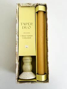Anthropologie Candle Taper Duo - holder + candle - Yellow. - Picture 1 of 4