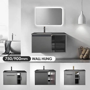 ACA Bathroom Vanity Unit Cabinet Wash Basin Sink Storage Stone Top 750 900mm - Picture 1 of 50