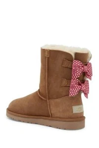 UGG YOUTH MElLANI BOW DOTS BOOTS CHESTNUT PINK GOLD SIZE 4 FITS WOMENS SIZE 6 - Picture 1 of 5