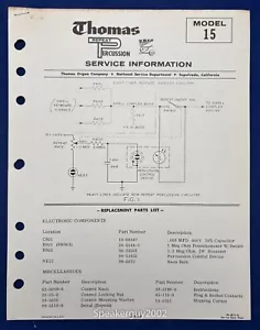 Original Thomas Organ Service Manual / Repeat Percussion 15 - Picture 1 of 1