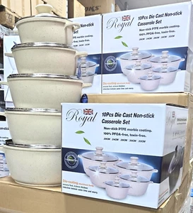 Royal Druckguss Suppentopf 3 Schichten Antihaftbeschichtet Kasserolle Set mit belüftetem Glas - Bild 1 von 4