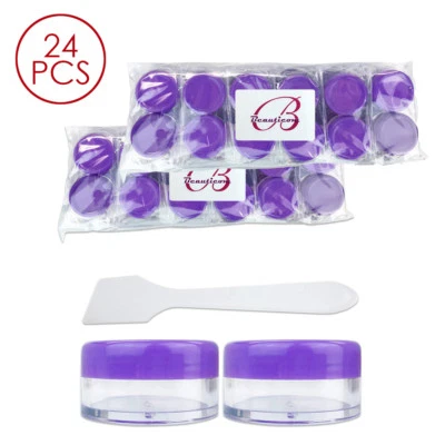 24PCS 10G/10ML Makeup Cream Cosmetic Purple Sample Jar Containers with Spatulas - Image 1 of 4