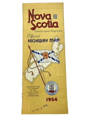 Vintage 1954 NOVA SCOTIA Canada Road Map Highway Travel Vacation - Image 1 of 4