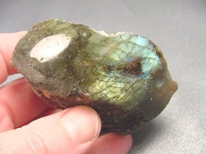 (R457-31) Green Teal black LABRADORITE gem Mineral rock gemstone specimen piece - Picture 1 of 1