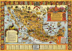 Early Pictorial Mexico Map Poster Wall Art Decor Old Vintage History Reproductio - Picture 1 of 2