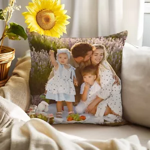Cuscino quadrato personalizzato con foto e inserto soglia disegnato - Foto 1 di 7