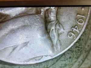 1946-D Jefferson Nickel Lamination ERROR  Die Crack Beautiful Nickel - Picture 1 of 4