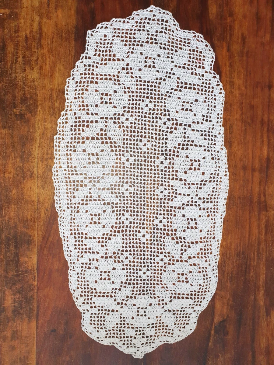 Yizunnu Handgehäkelter Tischläufer – Vintage Spitze, Baumwolle, 40x180 Cm, Weiß