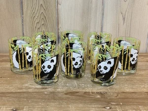 SET of 8 Neiman Marcus Panda Bear Tropical 4" Cocktail Bar Glass Vintage 1970’s - Picture 1 of 9