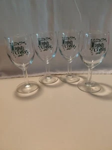 4 Glasses Duiske Hand Cut Etched Shamrock Irish Coffee Wine Glass Set Ireland - Picture 1 of 8