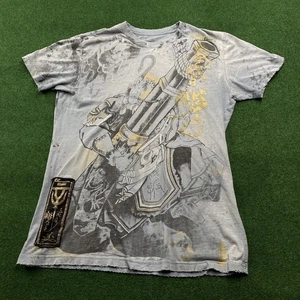 Vintage Affliction Shirt Mens L Blue Y2K Fedor Emelianenko Emo Punk Goth Tee USA - Picture 1 of 8