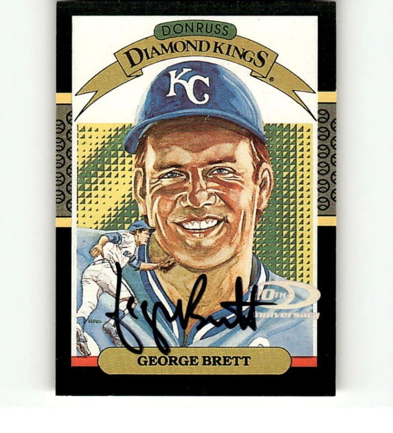 Donruss Diamond Kings 2001 reimpresión (ex-como nuevo) George Brett automático 8/87 Royals Foto 1 de 2