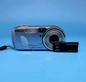Sony Cybershot DSC-P73 4.1MP Digital Camera With Memory Card, Blue - Tested - Picture 1 of 12