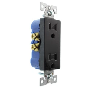 HUBBELL RRD15SBKTRZ SALIDA RECEPTÁCULO DECORADOR DÚPLEX, TR, 15A, 120V, NEGRO - Imagen 1 de 3