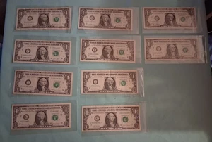 **0ne Dollar Star Notes** Lot of 10(2-2013 3-2017,5-2017A's) Low S/N - Picture 1 of 7