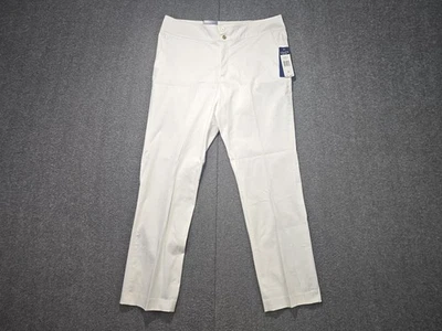 Pantalones de mujer Chaps adelgazantes de longitud regular talla 14 tiro alto blancos Foto 1 de 4