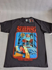 Steven Rhodes Licensed Black Santa Sees You Men's Short Sleeve T-Shirt Medium - Picture 1 of 3