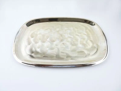 Vintage Silver-Plate Serving Tray Machined Swirl Design Collectible Home Décor. - Image 1 of 2