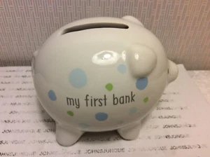 MY FIRST PIGGY BANK BLUE BEGINNINGS/ENESCO New w/tag in gift box CERAMIC - Picture 1 of 5