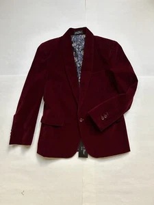 Boys Sz 14 Burgundy Velvet Blazer - Picture 1 of 3