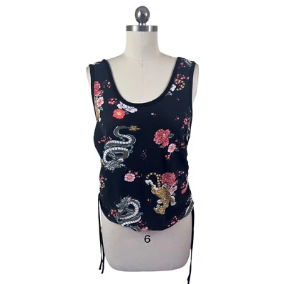 Top No Boundaries Y2K para mujer JR XL negro tigre serpiente floral capricho Harajuku Foto 1 de 4