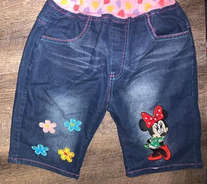 Girls sz 140 8 10 minnie mouse embroidered Bermuda shorts - Picture 1 of 6