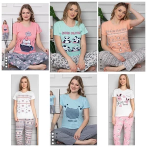 Damen Pyjama Schlafanzug Kurz 2-Teiler Set E-62 - Bild 1 von 20