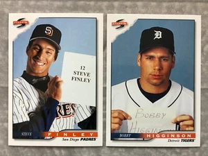 (2) 1996 Score STEVE FINLEY & BOBBY HIGGINSON "Worst Baseball Card of All Time" - Picture 1 of 2