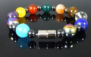 CHAKRA BEAD BRACELET - HEALING / REIKI / HEMATITE / Magnetic - Picture 1 of 8