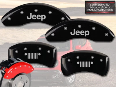 Черные передние + задние крышки тормозных суппортов MGP 2015-2017 Jeep Renegade решетка - Изображение 1 из 4