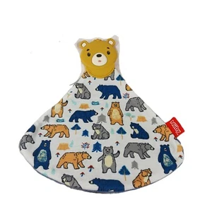 Nuby Tan Blue Wht Bear Lovey Security Blanket Textured Sicoone Teething Soother - Picture 1 of 10