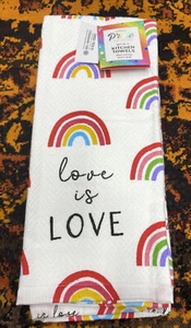 Envogue PRIDE Collection Set of 2 KITCHEN TOWELS 100% Cotton 18x28” Love Is Love - Picture 1 of 6