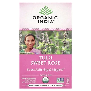 Tulsi Tea, Sweet Rose, Caffeine Free, 18 Infusion Bags, 1.01 oz (28.8 g) - Picture 1 of 3