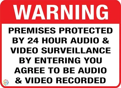 Warning Premises Protected By 24 Hr CCTV Video & Audio Sign/Sticker (SS13) - image 1 of 3