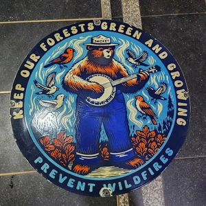SMOKEY WILDFIRE PORCELAIN ENAMEL SIGN 28 X 28 INCHES - Picture 1 of 4