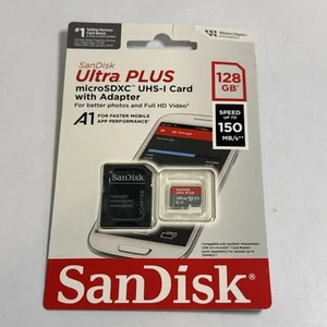 128GB Sandisk Ultra Plus MicroSDXC UHS-I Cards W/adapter 150 MB/s Sealed - Picture 1 of 6
