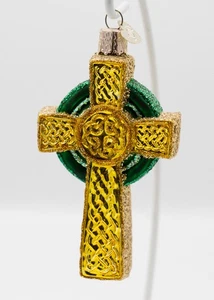 2001 OWC Keltenkreuz irisches Glas Ornament alte Welt Weihnachten St. Patrick's - Bild 1 von 9