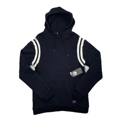 Volcom Sudadera con Capucha Para Hombres Mediana Negra Thrifter Pullover Sudadera Universitaria a Rayas Nueva Foto 1 de 4