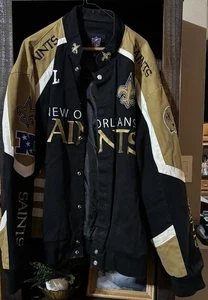 NEW ORLEANS SAINTS Cotton Twill Jacket Sewn Logos Size XXL - Picture 1 of 3