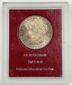 1896 P Morgan Silver Dollar Gem BU Vintage Paramount Red Toned - Picture 1 of 8