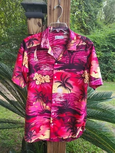 Hawaii Urlaub Luxus Hemd Herren Tropical Print Sonnenuntergang Palmen Gr. S - Bild 1 von 5
