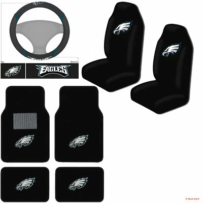 Cubiertas de asiento de auto camión NFL Philadelphia Eagles alfombrillas cubierta de volante Foto 1 de 4