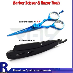 Tijeras de afeitar azul peluquero de 6,5" para peluquero y peluquero salón de afeitar para hombre - Imagen 1 de 5