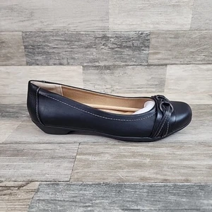 Soft Spots Posie Leather Flats Womens Sz 11 Slip On Shoe Black Shoes (Worn 1x) - Picture 1 of 12